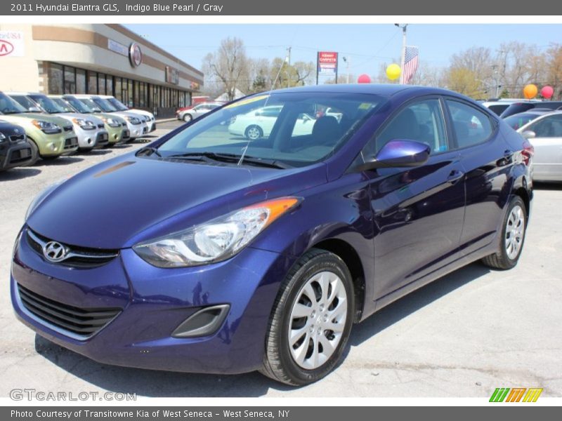 Indigo Blue Pearl / Gray 2011 Hyundai Elantra GLS