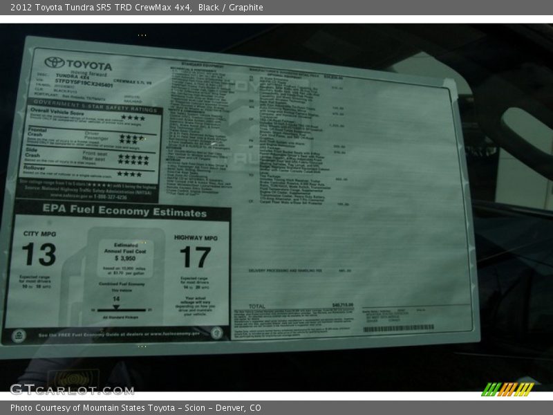 Black / Graphite 2012 Toyota Tundra SR5 TRD CrewMax 4x4