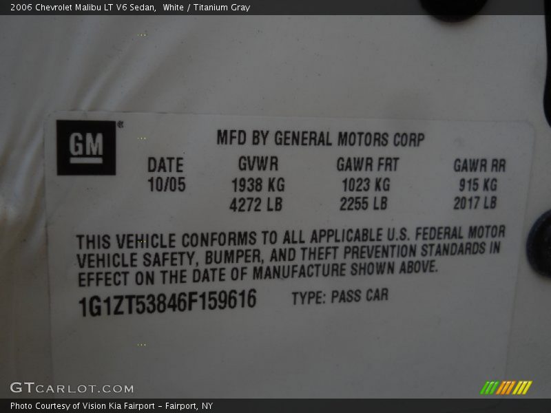 White / Titanium Gray 2006 Chevrolet Malibu LT V6 Sedan
