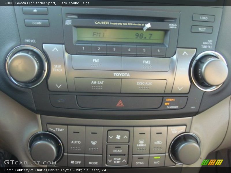 Black / Sand Beige 2008 Toyota Highlander Sport