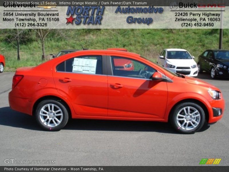 Inferno Orange Metallic / Dark Pewter/Dark Titanium 2012 Chevrolet Sonic LT Sedan