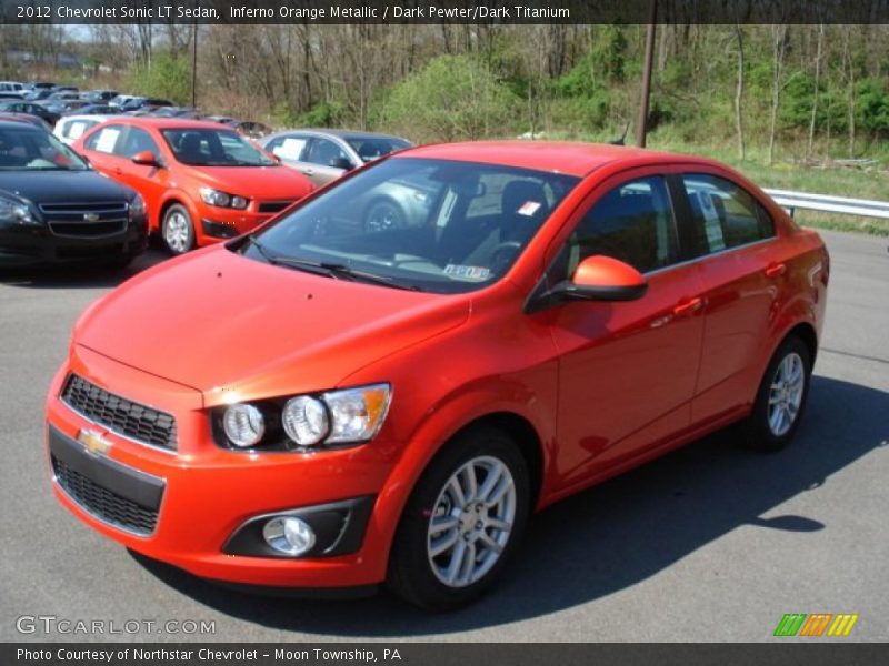 Inferno Orange Metallic / Dark Pewter/Dark Titanium 2012 Chevrolet Sonic LT Sedan