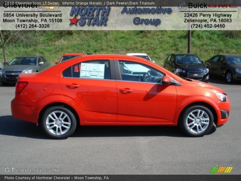 Inferno Orange Metallic / Dark Pewter/Dark Titanium 2012 Chevrolet Sonic LT Sedan