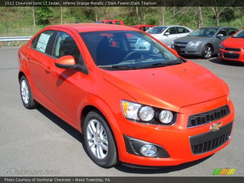 Inferno Orange Metallic / Dark Pewter/Dark Titanium 2012 Chevrolet Sonic LT Sedan