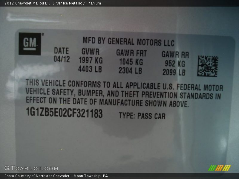 Silver Ice Metallic / Titanium 2012 Chevrolet Malibu LT