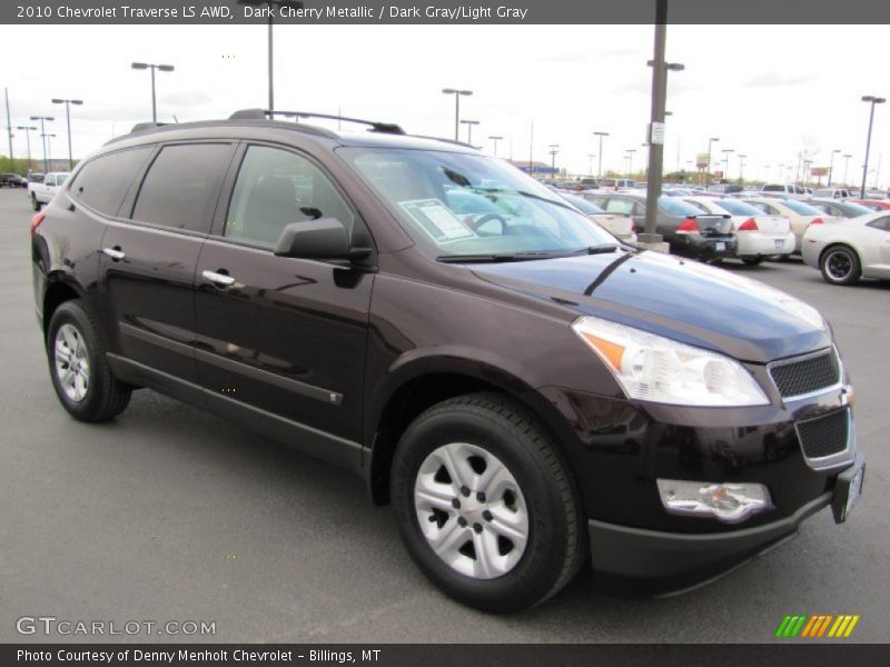 Dark Cherry Metallic / Dark Gray/Light Gray 2010 Chevrolet Traverse LS AWD