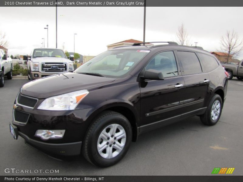Dark Cherry Metallic / Dark Gray/Light Gray 2010 Chevrolet Traverse LS AWD