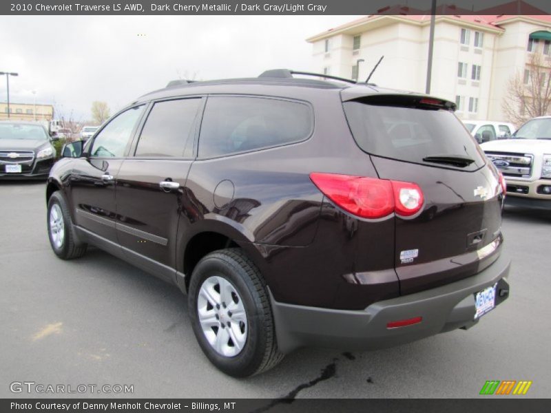Dark Cherry Metallic / Dark Gray/Light Gray 2010 Chevrolet Traverse LS AWD
