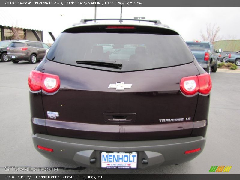 Dark Cherry Metallic / Dark Gray/Light Gray 2010 Chevrolet Traverse LS AWD