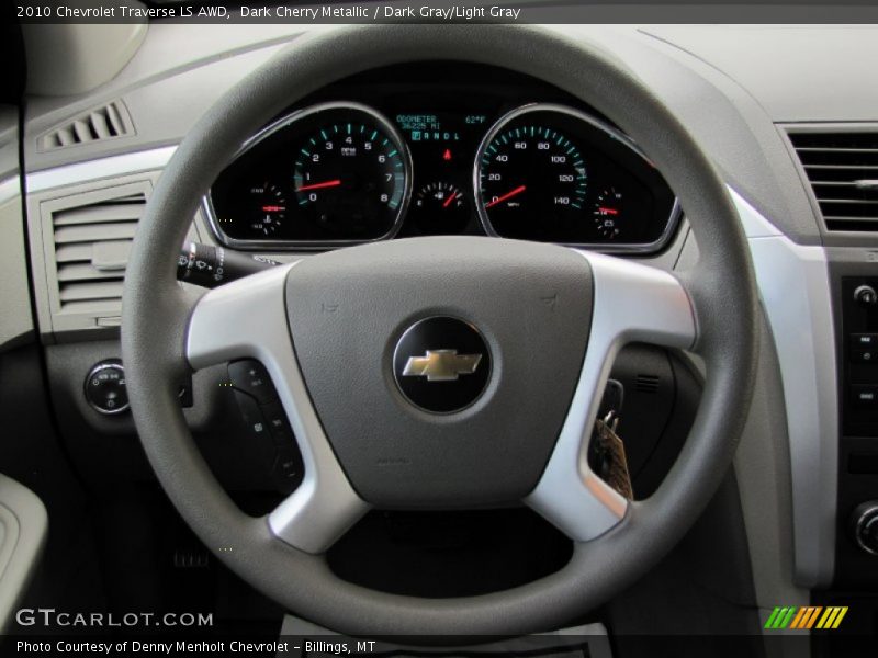 Dark Cherry Metallic / Dark Gray/Light Gray 2010 Chevrolet Traverse LS AWD