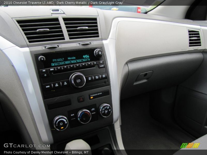 Dark Cherry Metallic / Dark Gray/Light Gray 2010 Chevrolet Traverse LS AWD