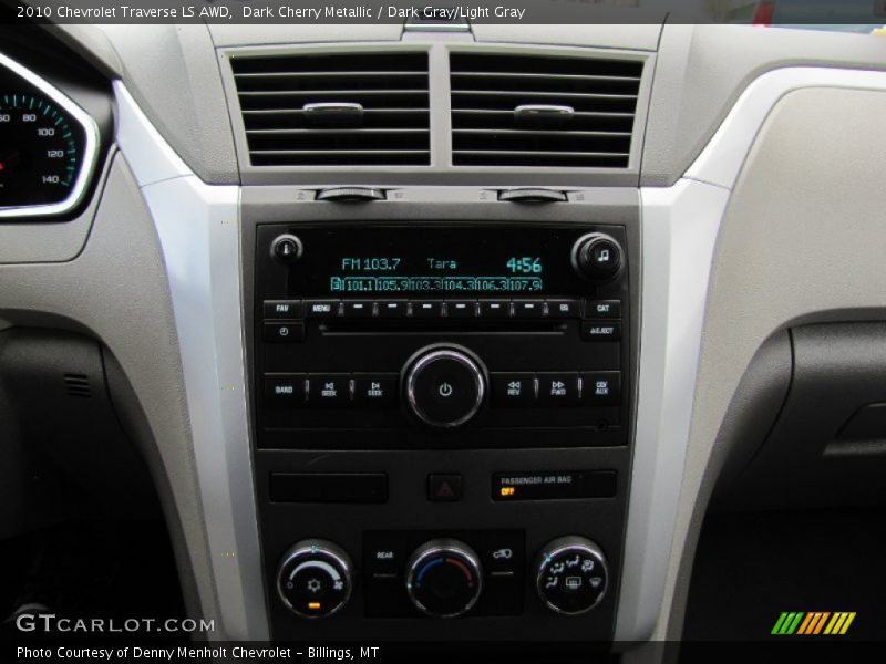 Dark Cherry Metallic / Dark Gray/Light Gray 2010 Chevrolet Traverse LS AWD