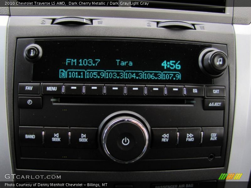 Dark Cherry Metallic / Dark Gray/Light Gray 2010 Chevrolet Traverse LS AWD