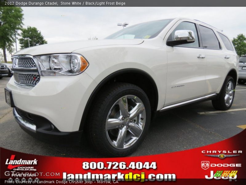 Stone White / Black/Light Frost Beige 2012 Dodge Durango Citadel
