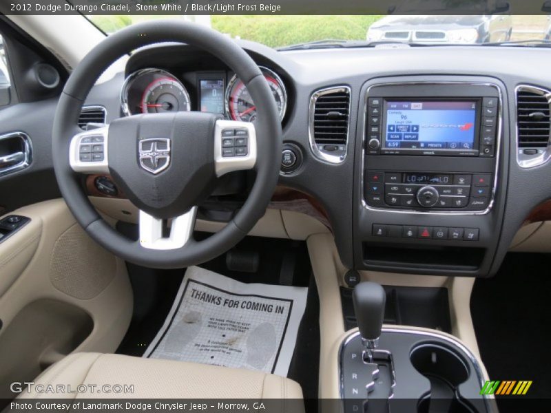 Stone White / Black/Light Frost Beige 2012 Dodge Durango Citadel