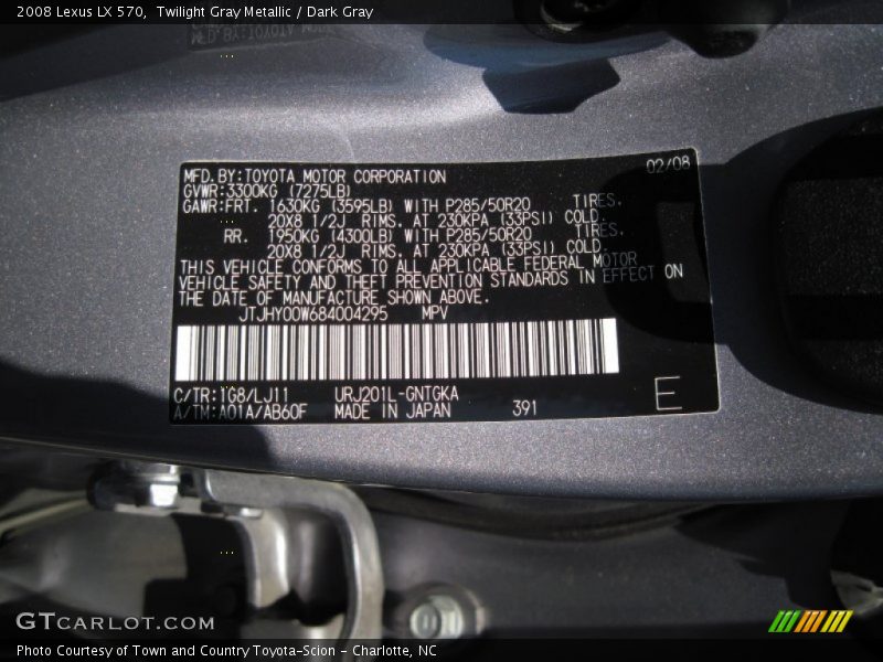 Twilight Gray Metallic / Dark Gray 2008 Lexus LX 570