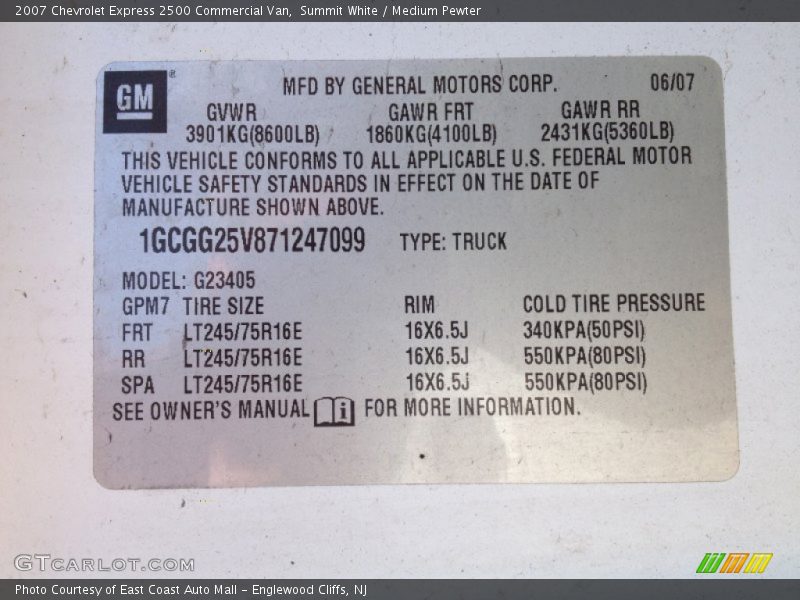 Summit White / Medium Pewter 2007 Chevrolet Express 2500 Commercial Van
