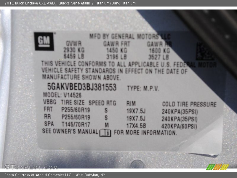 Quicksilver Metallic / Titanium/Dark Titanium 2011 Buick Enclave CXL AWD