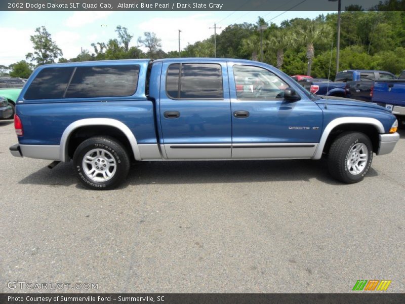 Atlantic Blue Pearl / Dark Slate Gray 2002 Dodge Dakota SLT Quad Cab