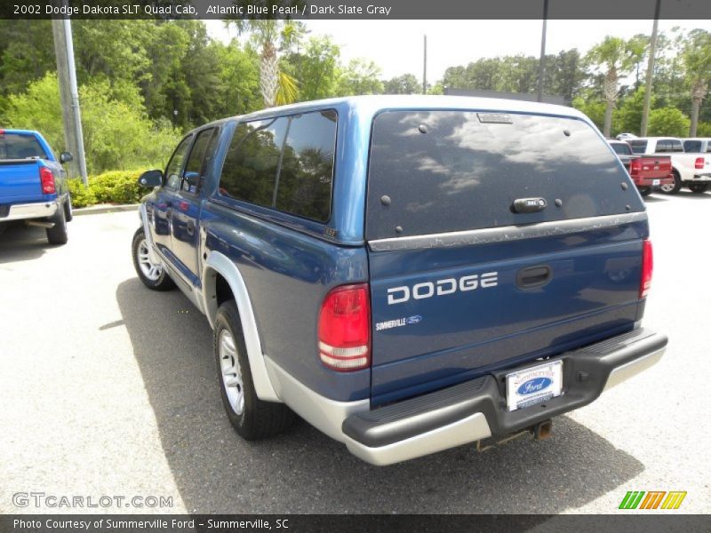 Atlantic Blue Pearl / Dark Slate Gray 2002 Dodge Dakota SLT Quad Cab