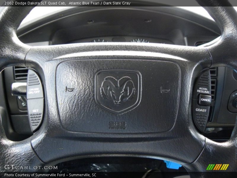 Atlantic Blue Pearl / Dark Slate Gray 2002 Dodge Dakota SLT Quad Cab