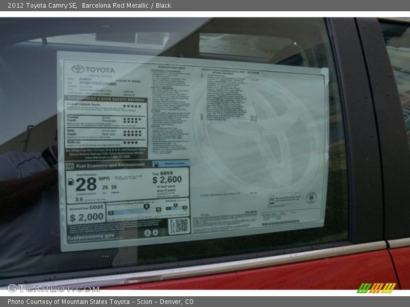 Barcelona Red Metallic / Black 2012 Toyota Camry SE