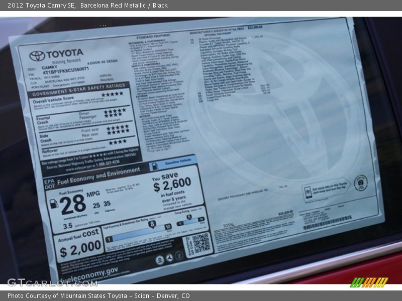 Barcelona Red Metallic / Black 2012 Toyota Camry SE