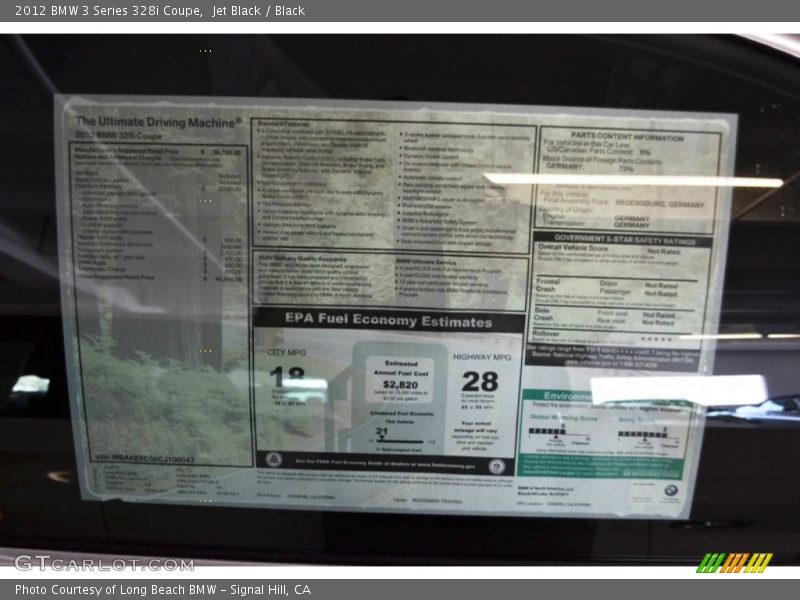 Jet Black / Black 2012 BMW 3 Series 328i Coupe