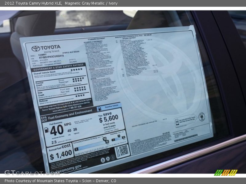 Magnetic Gray Metallic / Ivory 2012 Toyota Camry Hybrid XLE
