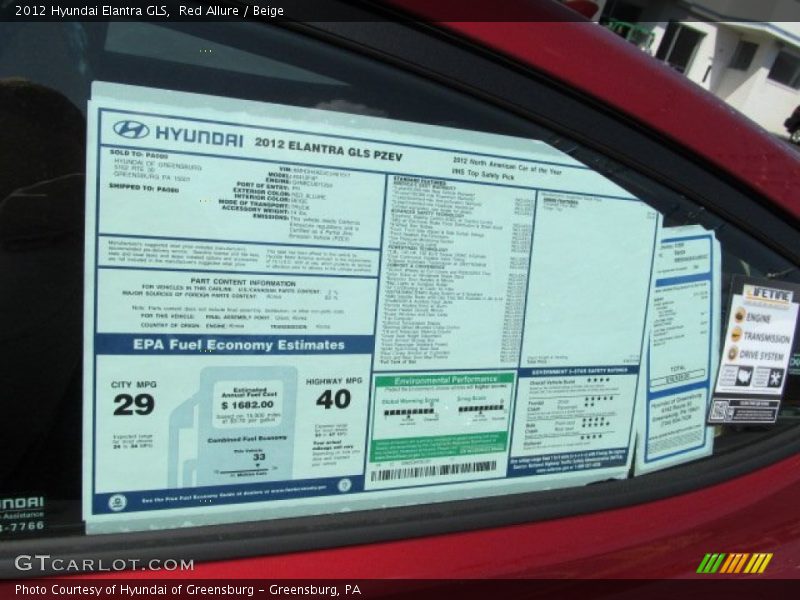 Red Allure / Beige 2012 Hyundai Elantra GLS