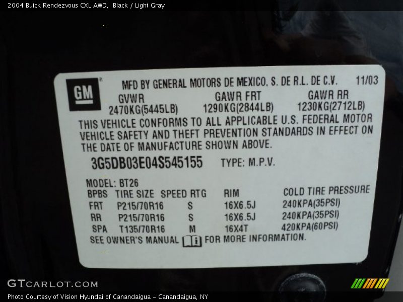 Black / Light Gray 2004 Buick Rendezvous CXL AWD