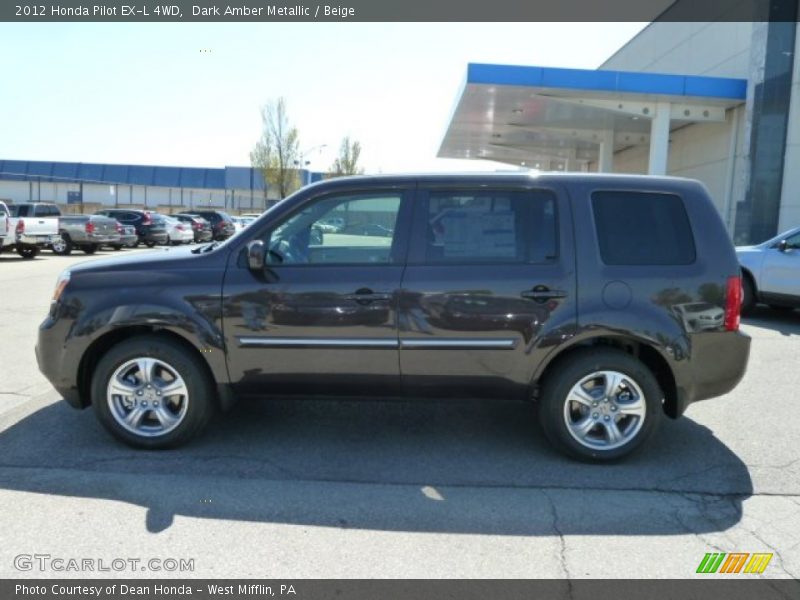 Dark Amber Metallic / Beige 2012 Honda Pilot EX-L 4WD