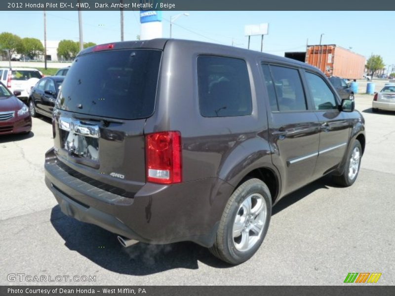 Dark Amber Metallic / Beige 2012 Honda Pilot EX-L 4WD
