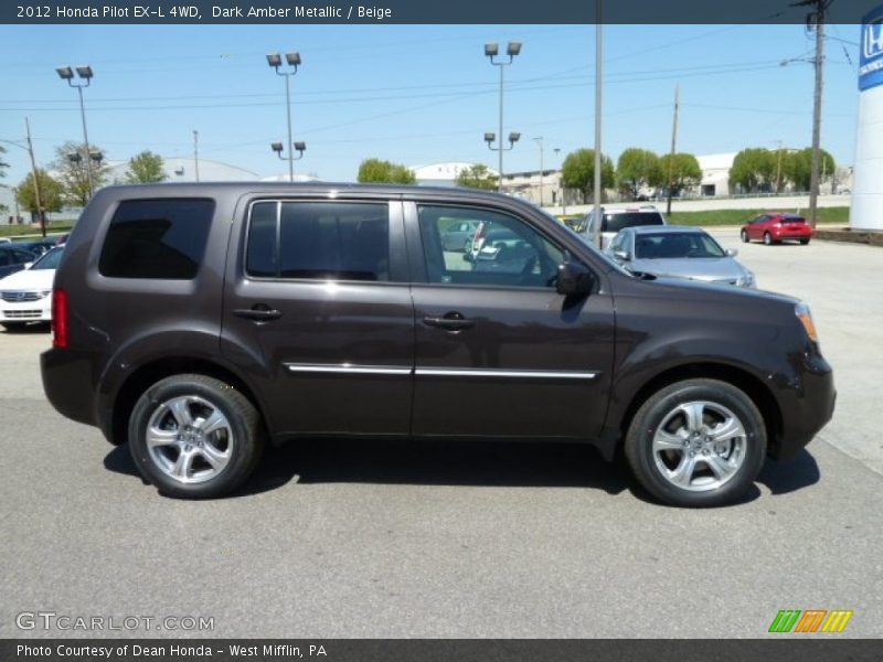 Dark Amber Metallic / Beige 2012 Honda Pilot EX-L 4WD