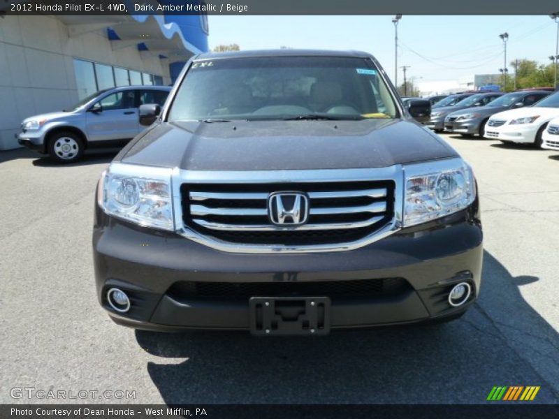 Dark Amber Metallic / Beige 2012 Honda Pilot EX-L 4WD