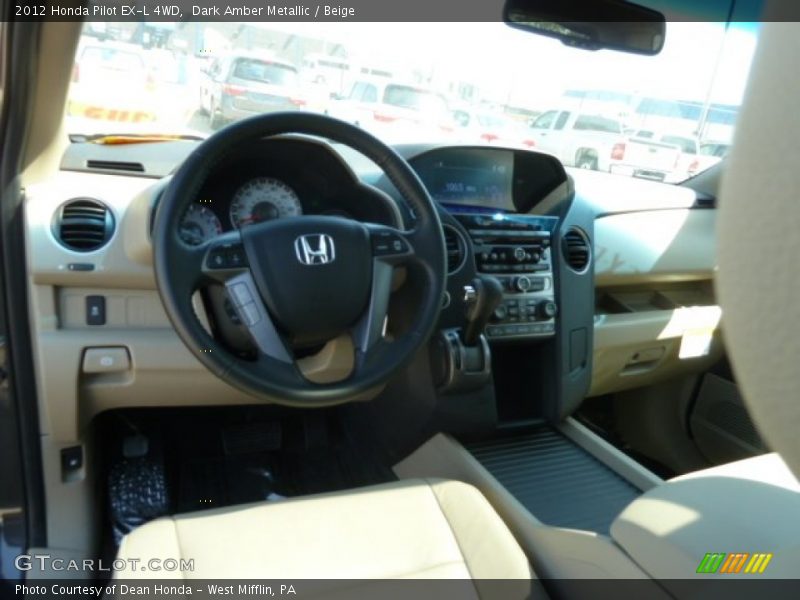 Dark Amber Metallic / Beige 2012 Honda Pilot EX-L 4WD