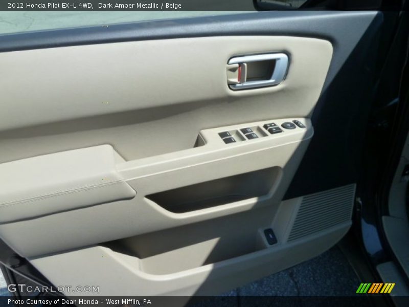 Dark Amber Metallic / Beige 2012 Honda Pilot EX-L 4WD