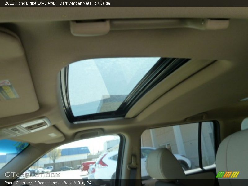 Dark Amber Metallic / Beige 2012 Honda Pilot EX-L 4WD
