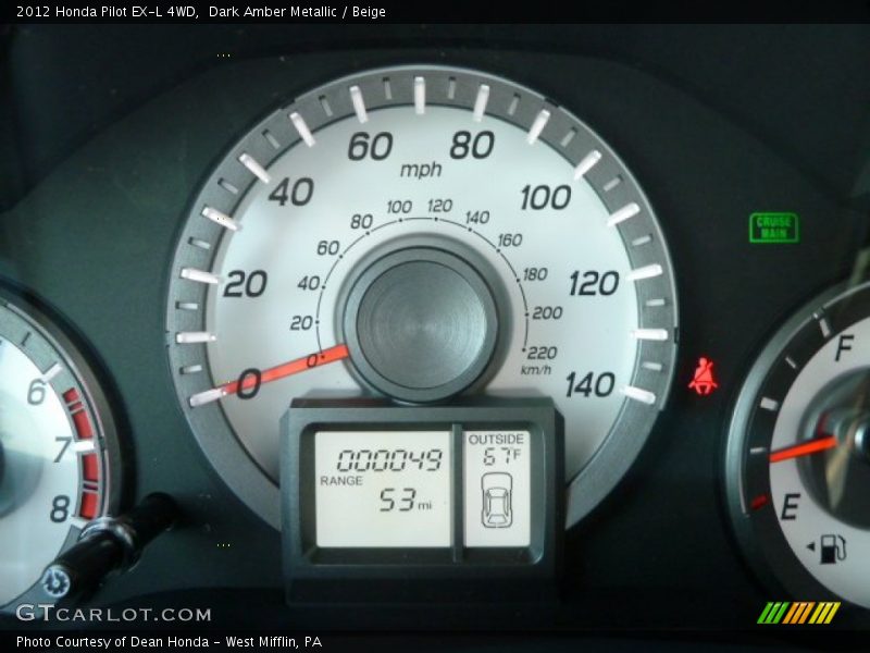 Dark Amber Metallic / Beige 2012 Honda Pilot EX-L 4WD