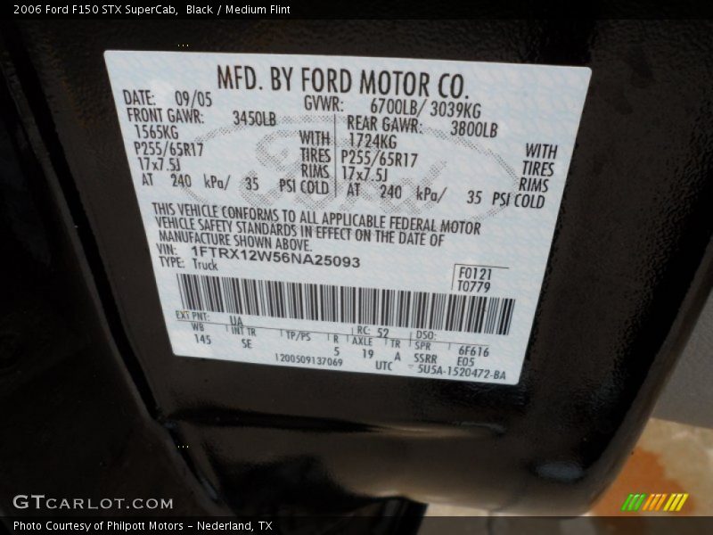 Black / Medium Flint 2006 Ford F150 STX SuperCab