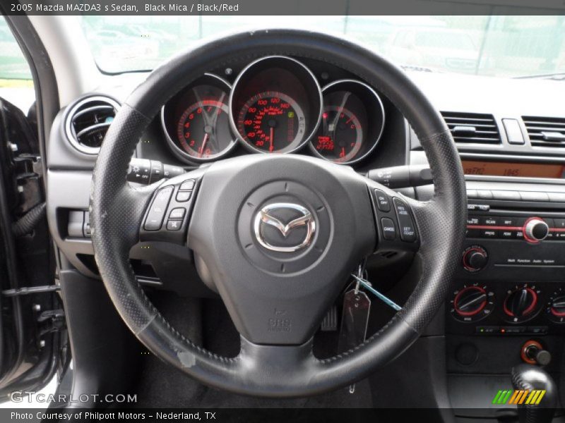 Black Mica / Black/Red 2005 Mazda MAZDA3 s Sedan