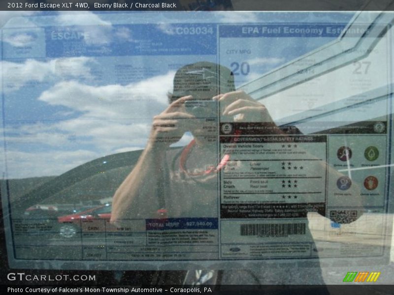 Ebony Black / Charcoal Black 2012 Ford Escape XLT 4WD