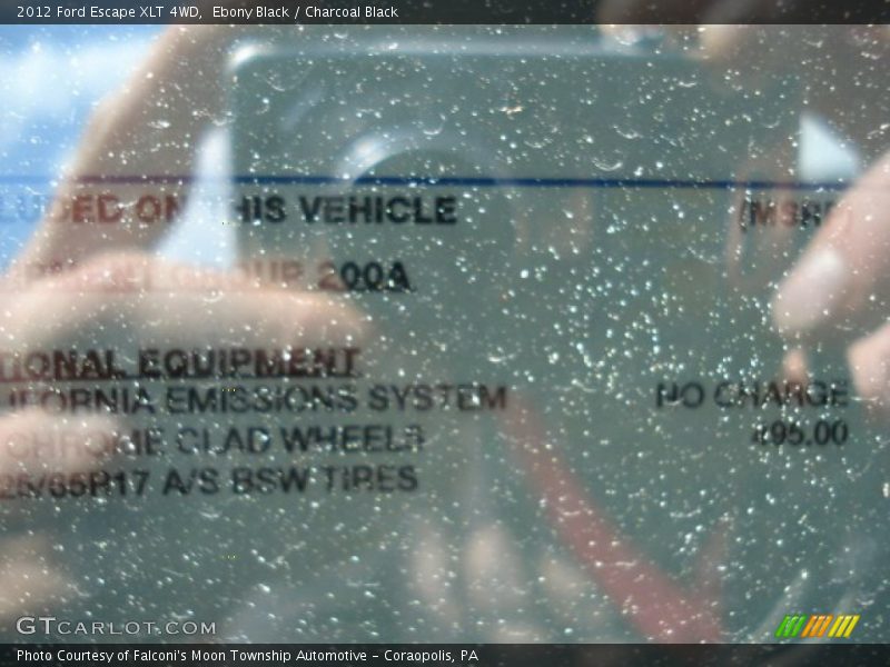 Ebony Black / Charcoal Black 2012 Ford Escape XLT 4WD