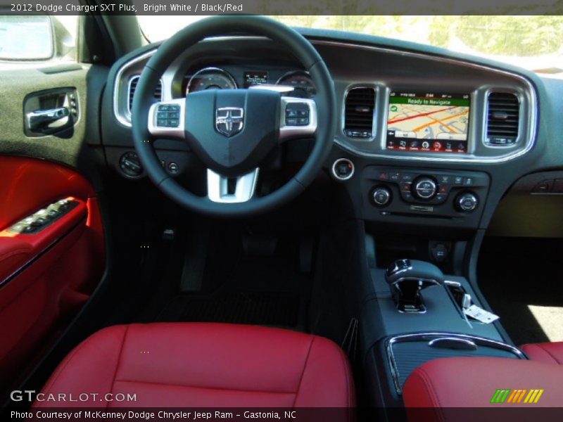 Bright White / Black/Red 2012 Dodge Charger SXT Plus