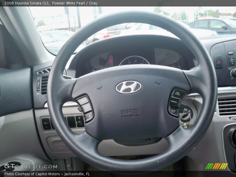 Powder White Pearl / Gray 2008 Hyundai Sonata GLS