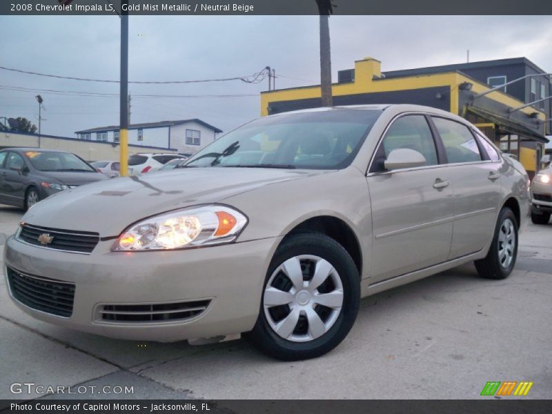 Gold Mist Metallic / Neutral Beige 2008 Chevrolet Impala LS