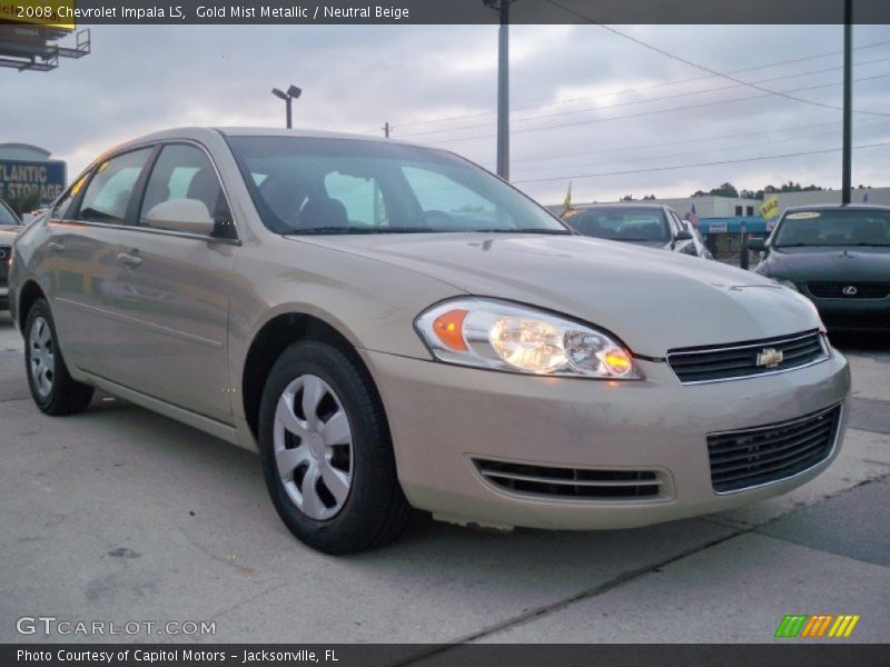 Gold Mist Metallic / Neutral Beige 2008 Chevrolet Impala LS