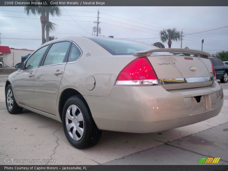 Gold Mist Metallic / Neutral Beige 2008 Chevrolet Impala LS