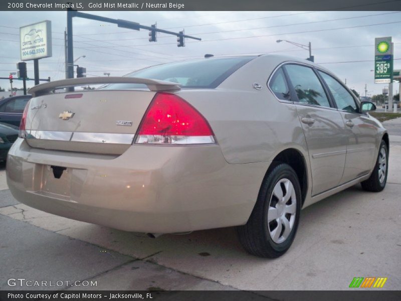 Gold Mist Metallic / Neutral Beige 2008 Chevrolet Impala LS