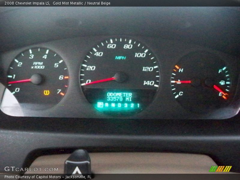 Gold Mist Metallic / Neutral Beige 2008 Chevrolet Impala LS